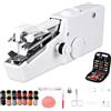 TATATATA Mini macchina da cucire elettrica a mano con set di accessori da cucito | Macchina da cucire portatile a mano per principianti, riso e casa, per cucire vestiti, tende, tessuti