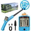 OMMO Ricaricabile Metal Detector per Bambini, Azzurro | Schermo LCD Retroilluminat, Stelo Regolabile da 20''-34'', Metal Detector Portatile per Bambini per Esplorazioni all'aperto