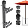 Dolibest Supporto per Ombrellone, Porta Ombrellone a Tubo Regolabile Base Parasole Design Salvaspazio Manicotto in 3 Misure per Palo da 3-5 cm Montante della Ringhiera Massimo 14 x 5.8 cm