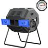 SQUEEZE master Compostiera Tumbling da 160 l con termometro, contenitore per compost migliorato a doppia camera in polipropilene rinforzato, senza BPA, robusto telaio in acciaio