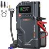 Featou Avviatore Emergenza per Auto con Compressore 150 PSI, 5000 A Booster Avviamento Auto/Moto per 9.0L Gas/8.5L Diesel, 12V Starter Batteria Portatile con Torcia