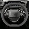 LXFDAFA Coprivolante Auto per Peugeot 2008 II Hybrid 2019-2026 Coprivolante Pelle Microfibra Antiscivolo Traspirante Sottile Protezione Volante Interno,Black A