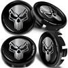 SkinoEu 4 x 65mm Coprimozzi in Lega per Cerchi Compatibile con VW 3B7 601 171 / 6U7 601 171 Cranio Nero Argento CV 35