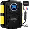 FORTEM Compressore Aria Portatile Auto 12V, Gonfia Gomme e Pneumatici | Alimentazione 12V DC, Pressione max 150 PSI, Arresto automatico, Display LCD, Luce LED, 3 ugelli e borsa inclusi
