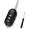 Rqkagf Guscio per chiave auto Fiat a 3 tasti compatibile con Ducato e 500 - Custodia di ricambio per telecomando chiave Fiat 500/Ducato e Peugeot Boxer