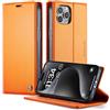 owlhold Cover per iPhone 14 Pro Max Custodia iPhone 14 Pro Max Premium Pelle PU Portafoglio Flip Libro [Antiurto] [Blocco RFID] [Cavalletto] [Carta Fessura] Custodia per 14 Pro Max - Arancione cosmico