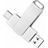 Fascetta Chiavetta USB C da 128 GB, doppia unità di memoria tipo C e USB 3.2 Gen 1, ad alta velocità, 200 MB/s, per telefoni Android, PC, laptop, Mac (argento)