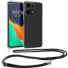 kwmobile Custodia Compatibile con Xiaomi Redmi Note 13 Pro 4G Cover - Back Case in Silicone TPU - Protezione Smartphone con Cordino - trasparente/nero