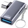 Leloco Lettore di schede Micro SD 2 in 1, 90 gradi, USB C, tipo C, mini a lettore di schede Micro SD e USB, con portachiavi per Micro SD, SDXC, SDHC, laptop, MacBook, Galaxy cellulare e altro ancora