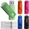 MOVE SPEED Chiavetta USB 2.0, 16 GB, 5 pezzi | Rotazione a 360°, con 5 cordini, mini chiavette USB per PC, laptop, tablet, auto, TV, 5 colori