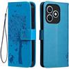 Topme Custodia in Pelle per HONOR X8d (6.77 Inches), [ Cover per Telefono in Stile Gatto e Albero] - Blu