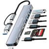 Vonxite Hub USB multiporta 8 in 1 con lettore di schede SD e TF