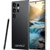 OEVNLZ Smartphone Android J26Ultra senza contratto, display HD+ da 7,3 pollici (90 Hz), 4G LTE, 8 GB di RAM, 256 GB di memoria, doppia SIM - Nero