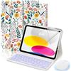 MoKo Custodia con Tastiera per iPad 11a Gen (A16) 11con Mouse, Fiori | per iPad 10a Generazione 10,9 2022,Tastiera Bluetooth Retroilluminata a 7 Colori, Portapenne Incorporato