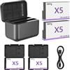 Joiry Insta 360 X5 - Batteria per Insta360 X5, 3000 mAh, 2 pezzi con custodia per batteria e caricatore rapido X5, design compatibile con fotocamera Insta360 X5