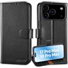 Lensun Cover in Pelle Vera per iPhone 17 Pro Max/18 Pro Max- Nero | custodia in vera pelle con RFID, porta carte e chiusura magnetica protettiva per telefoni Apple