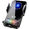 URPIZY Supporto per cellulare da auto con funzione di ricarica wireless, ricarica rapida da 15 W, morsetto automatico a induzione in ABS, compatibile con iPhone e smartphone Android, nero