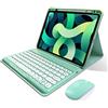 kaitesi Custodia per iPad 9a 8a 7a generazione con mouse, iPad Air 3/iPad Pro 10.5 con tastiera Bluetooth staccabile, custodia sottile in pelle (verde menta)