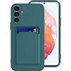 Anlalish Cover per Samsung S25 FE con Porta Carte, Antiurto Ultra Sottile Protettiva Custodia per Samsung Galaxy S25 FE Silicone TPU Protezione (Verde Scuro)