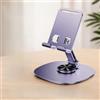 Generico Supporto Smartphone e Tablet in Lega di Alluminio, Porta Cellulare Regolabile e Pieghevole con Base Girevole a 360°, Supporto da Tavolo Antiscivolo colore Viola Metallizzato