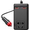 Hoppipola Inverter per auto da 150 W, per veicoli da 12 V/24 V, con 2 porte USB-C, caricatore portatile per laptop ed elettronica, nero