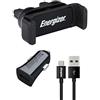 ENERGIZER CKITB1ACMC3 - Kit per auto - Supporto a clip - 1 A - 1 USB - Cavo Micro-usb incluso - Presa accendisigari - Ricarica e sincronizzazione rapida - Nero