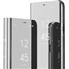 LEMAXELERS Custodia per iPhone 15 Pro da 6,1 pollici, design sottile a specchio, trasparente, a libro, ultra sottile, con cavalletto, custodia protettiva per iPhone 15 Pro da 6,1 pollici, a specchio,