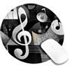 Generic Tappetino per mouse con note musicali, motivo chiave di violino bianco e nero, elegante tappetino da scrivania per gli amanti della musica, tappetino per mouse antiscivolo per casa e lavoro, rotondo