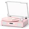 TANLANIN Giradischi in vinile con altoparlanti stereo, registrazione USB, rosa | Altoparlanti integrati, giradischi con trasmissione a cinghia, ingresso AUX RCA Line-out, arresto automatico