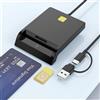 ROCKETEK Lettore di carte CAC Militare,Lettore di carte SIM USB intelligenti DOD militare accesso comune CAC, CRS,CNS, IC, Debito ha USB A+C porta, Smart Card Reader per Windows,Mac,Android