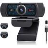Angetube Webcam 4K per PC, USB Camera con 2 microfoni, PDAF automatico | Grandangolo 78°, USB‑C/USB‑A Plug & Play, Riduzione del rumore, Webcam per streaming, riunioni, Skype, FaceTime, Windows/Mac
