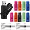 MOVE SPEED Chiavette USB da 16 GB, 10 pezzi, USB 2.0, girevoli a 360°, unità USB A, mini chiavette USB per PC, laptop, tablet, auto, TV, con 10 cordoncini, 5 colori