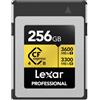 LEXAR Carte CFexpress PRO Type B Gold 4.0 series 256Go R3600/W3300 | Scheda CFexpress di tipo B con 3600 MB/s in lettura e 3300 MB/s in scrittura per videografia, fotografia e flusso di lavoro