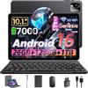 Raemond Android 16 Tablet 10 pollici con Gemini AI, T606 Octa-Core, RAM 26 GB + ROM 128GB (2TB TF), 5MP + 8MP, 1280x800 IPS HD Display, 7000mAh, Widevine L1, GPS, WiFi6 (K302 Nero)