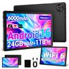 Whitedeer Tablet da 10 pollici, Android Tablet con 30 GB RAM 128 GB ROM, Octa-Core, HD IPS Touchscreen, batteria da 5000 mAh, WiFi 6, Bluetooth 5.0, doppia fotocamera, Face ID, certificato Google