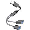 Powice Splitter USB-A da 1 a 2, adattatore USB 2.0 per trasferimento dati e estensione della porta, doppio connettore per PC/laptop, ideale per mouse, tastiera, chiavette USB e altro ancora, nero