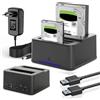 Gbformat Hard Disk Docking Station USB3.0 per HDD/SSD SATA da 2,5 e 3,5 pollici, Supporto UASP e Dischi Rigidi da 32TB con Lettore di Schede SD/TF, Doppio Alloggiamento, Supporto Clone Offline