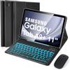Nsyee Custodia con tastiera retroilluminata con mouse per Samsung Galaxy Tab A9+/A9 Plus 2023 11 (SM-X210/X215/X216), tastiera Bluetooth staccabile UK layout per Samsung Tab 11, nero