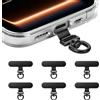 MoKo Phone Tether Tab 360° in Acciaio Inox, Set da 6 | Patch ultrasottili per cover integrali, compatibili con tracolla, laccetto da polso e da collo, Nero