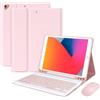 IXTRA Custodia con tastiera e mouse per iPad 10.2, Air 3 & Pro 10.5, rosa chiaro