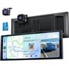 Krunia Display CarPlay portatile da 10,26, 60 fps, dash cam 4K anteriore | Schermo completamente laminato, 1920 x 720, wireless, per Apple CarPlay Android Auto, GPS, Bluetooth, Mirror Link FM