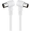 Goobay 11520 Cavetto Coax Antenna ad Angolo Coassiale (<70 dB), Schermatura Doppia, Bianco, 1.5 m Lunghezza del Cavo