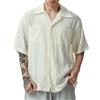HEMNACU Camicia da uomo a maglia traforata, a maniche corte, cardigan casual, estiva, camicia da ufficio, taglio aderente, sexy, per la spiaggia, traspirante, liscia, per le vacanze, abbigliamento quotidiano