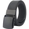 LionVII Cintura da uomo, fibbia in plastica cinghia in tela militare senza metallo 130cm cintura Regolabile per vita 75-125cm(28-49)