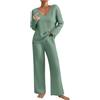 KHIRVWL Tuta Donna Elegante Maglia Morbida Casual Maglione Maniche Lunghe Pullover Top e Pantaloni a Gamba Larga Set Due Pezzi Comode Leggera Tuta Casa Elegante Curvy Pigiama Donna Invernale Calda Completi