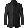 JEShifangjiusu Giacca Blazer Retro a Collo Alto da Uomo Tuta Tunica Cinese Slim Fit Solido Inverno Cappotto Sportivo con Collo Mandarino a 5 Bottoni