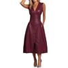 Munweiyu Abito in pelle sintetica da donna, vintage, senza maniche, con cerniera, aderente, con scollo a V, trench, sexy, maxi giacca in ecopelle