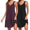 Uniexcosm Camicia da Notte Donna Cotone Corta Con Girocollo Sciolto Maniche Corte Volant Lovable Sleepwear per Casa e Casuale
