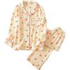 Sonnena Set Pigiama Donna Cotone 2 Pezzi Elegante Pantalone A Gamba Larga E Camicia con Bottoni Aperto Davanti Pigiama Invernale A Maniche Lunghe con Stampa di Acquerello Abbigliamento per Casa