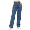 Beokeuioe Baggy Y2K, jeans larghi senza pancia, jeans alla moda con vita alta e gamba dritta, fori boyfriend, jeans da donna, jeans da donna